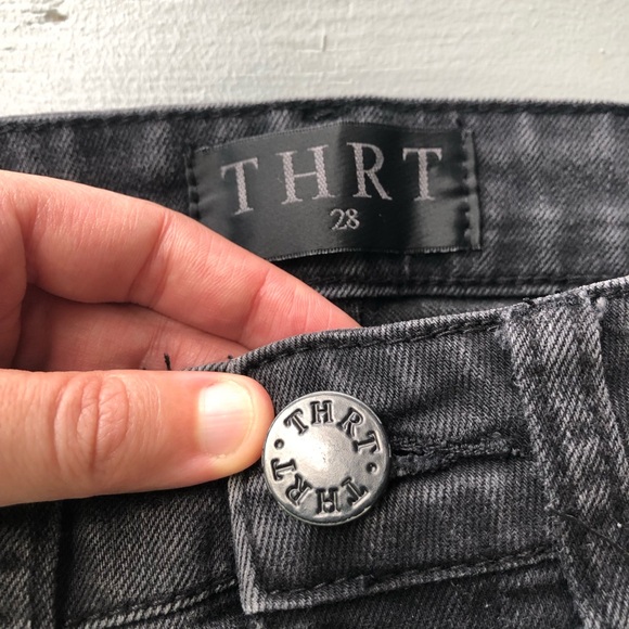 THRT Men’s Jeans Black Size 28 Skinny Distressed Patch Streetwear Faded - Picture 5 of 13